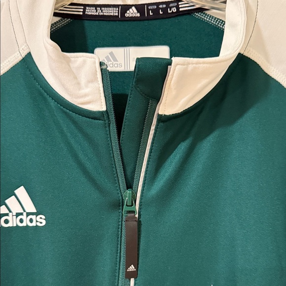 Adidas Men's Dark Green and White Quarter Zip - Picture 4 of 4